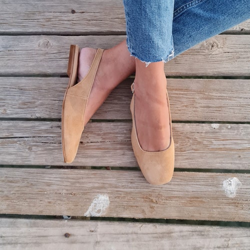 Beige Ballet Flats Ballerina Slingback 