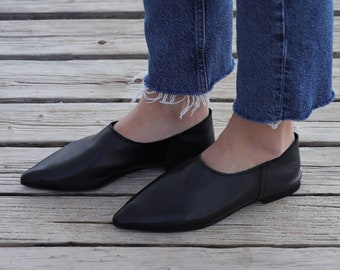 black slip on flats