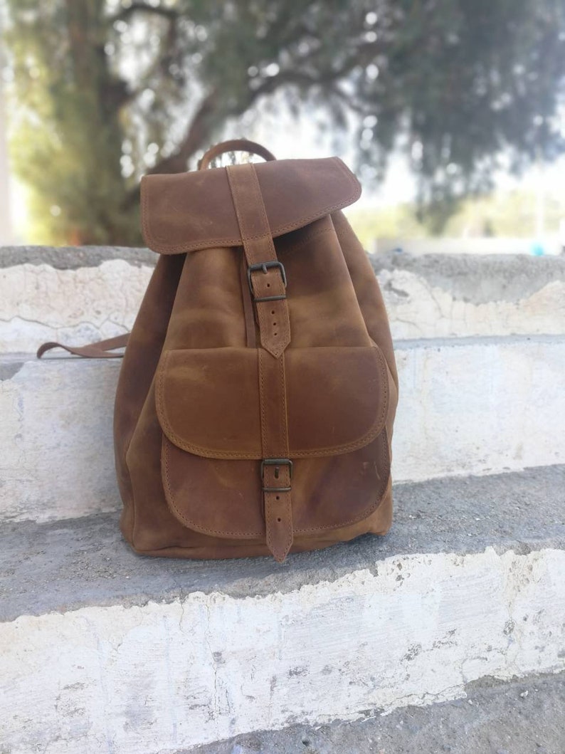 Beige Leather Backpack, Handmade backpack, School bag, Laptop bag, Men Backpack, Women Backpack, Leather satchel, Unisex Bag, Shoulder bag Waxed