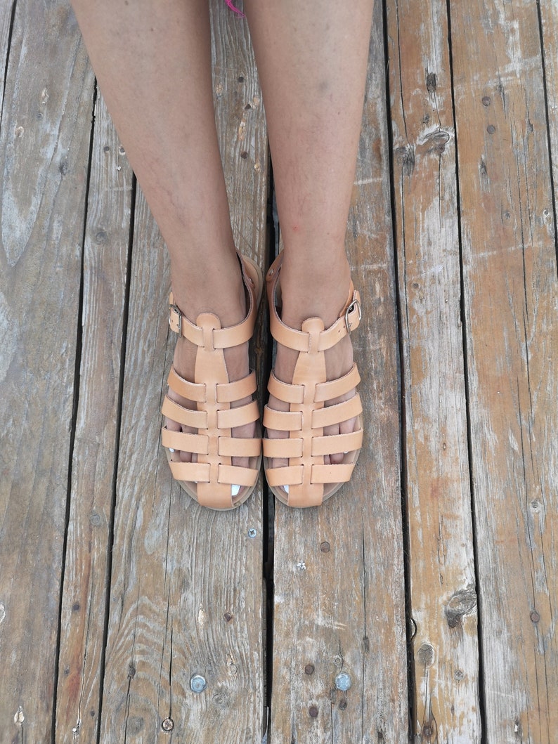 Fisherman Leather Sandals for Women With Soft Bedankle Strap | Etsy