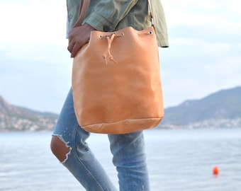 Bucket Handbag, Cross body Leather bag, Leather Tote, Shoulder Bag, Handmade Real Leather purse, Messenger Purse,Shopper Bag,Leather Satchel