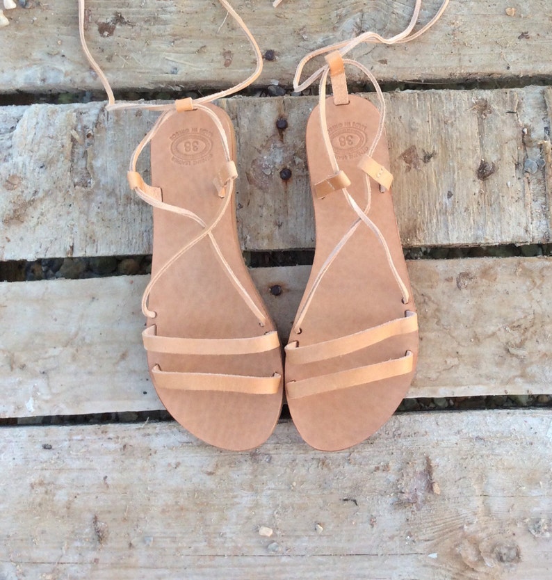Greek Leather Sandals Tie up sandals Handmade sandals for Etsy