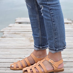 Black fisherman Leather Sandals for women with soft bed, Barefoot Sandals, Gladiator Sandals with buckles, handmade Greek sandals for women image 9