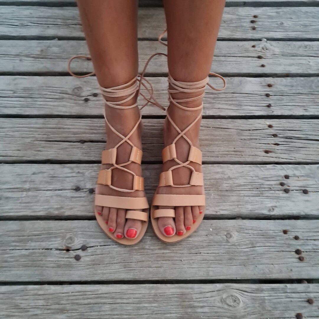 leather tie sandals