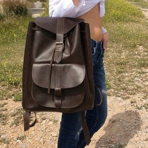 Brown Leather Backpack, Laptop Bag, Unisex bag, School Bag, Brown leather with pockets, Student Bag, Shoulder Handbag, Handmade Backpack