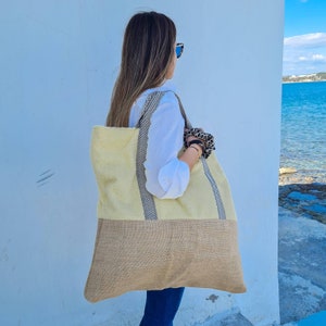 Terry Fabric Beach Bag for women, Reversible towel bag, Summer Beach Handbag,women bag, large floral Beach Bag with inside pocket,Handmade image 6