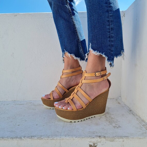 Sandalias de de corcho alpargatas de plataforma - Etsy España