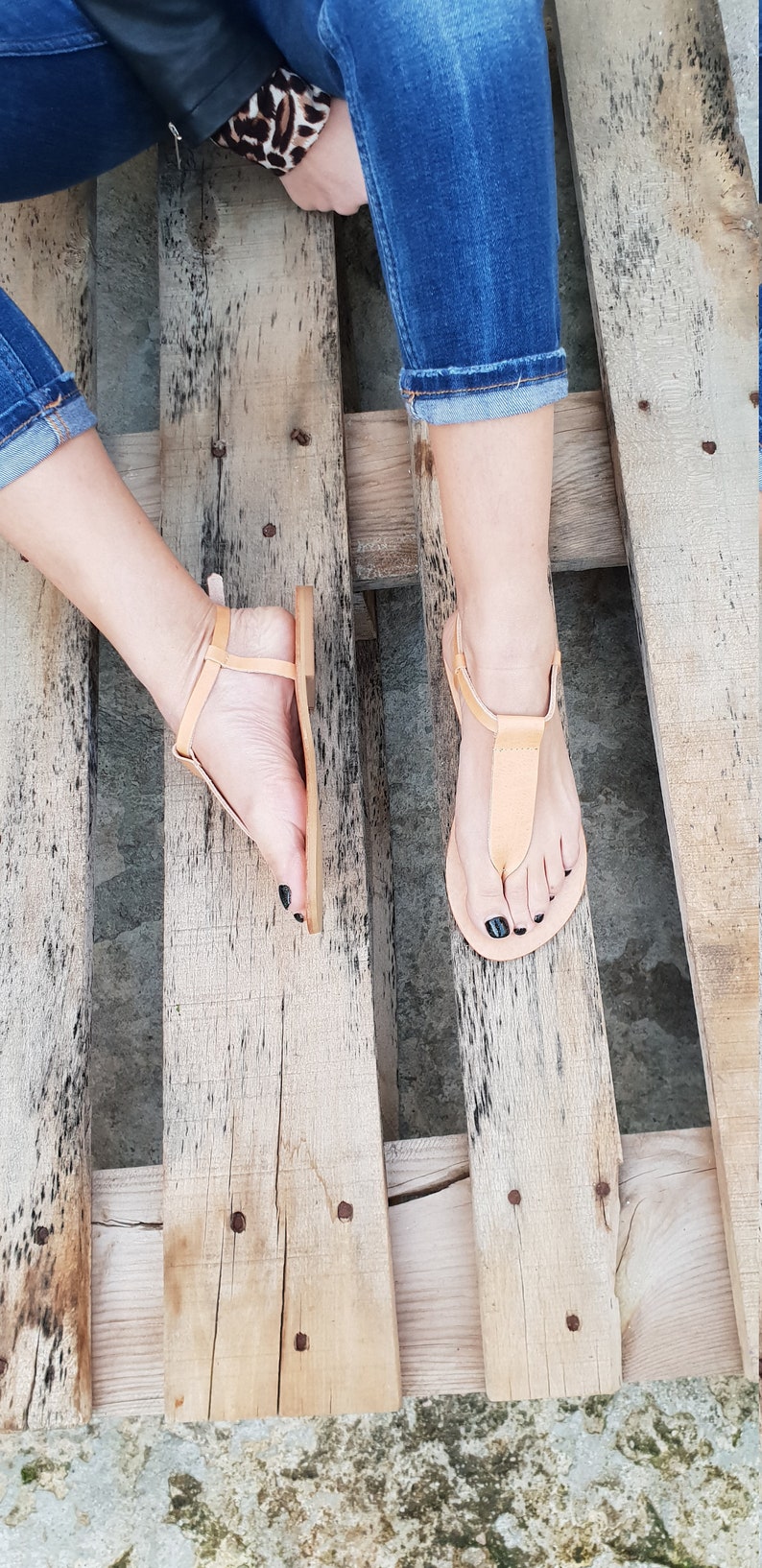 Summer leather flats for women Handmade Greek Gladiator Flats Ankle strap flats Ankle Strap summer Sandals T-strap Greek Leather Sandals