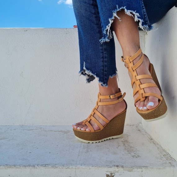 Sandalias de de corcho alpargatas de plataforma - Etsy España