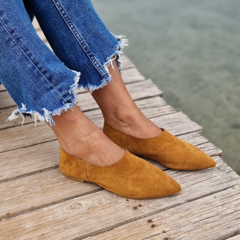 Leather mules shoes, women's loafers, black leather flats, black slippers, leather shoes, moccasins, slip on pointy mules, pvc sole Camel