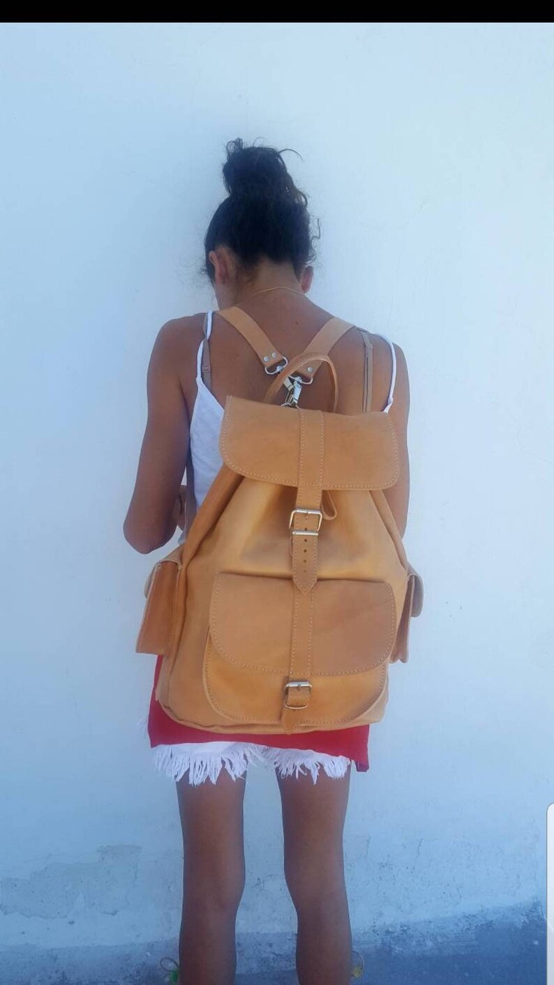 Leather Backpack Handmade Bag Greek Handbag Student Etsy