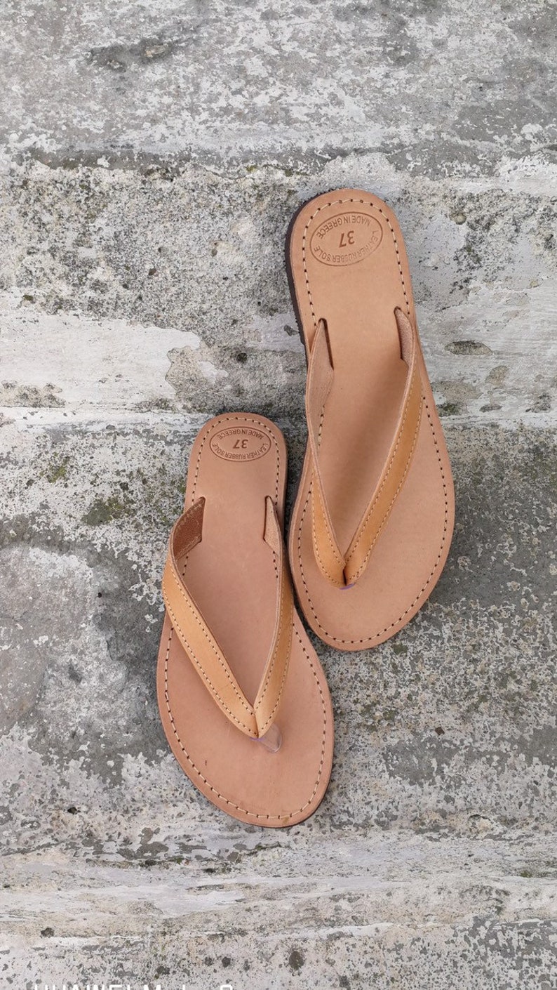 Leather Flip Flops Greek Sandals Handmade Sandals Beach Etsy