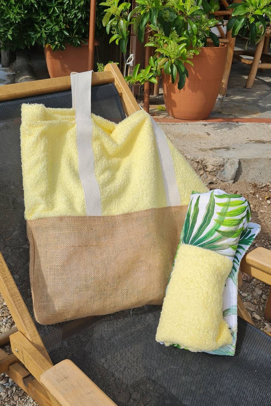 Yellow Beach Bag, Terry Cloth Beach Bag for Women, Beach