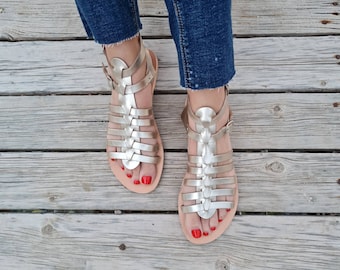 gold flat gladiator sandals