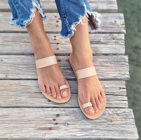 Toe Ring Slip on Greek Sandals for Women Barefoot Flip Flop Shoes Summer Gladiator Sandals Ancient Greek Women Flat Shoes Open Toe Flats Etsy