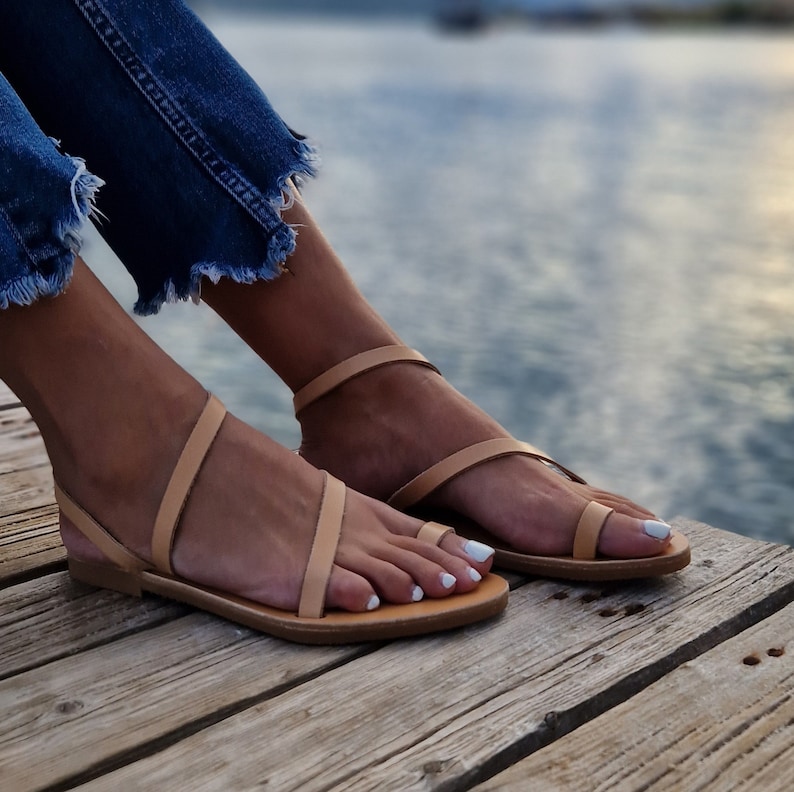 Sandalias de cuero griegas, sandalias de cuero para mujer, sandalias de gladiador, sandalias de boda, sandalias de verano, sandalias descalzas, regalo de dama de honor, griegas imagen 10