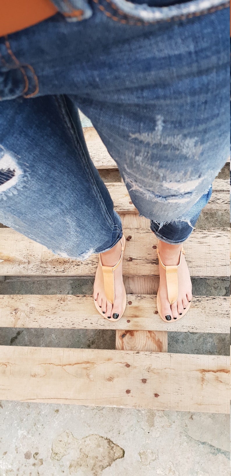 Summer leather flats for women Handmade Greek Gladiator Flats Ankle strap flats Ankle Strap summer Sandals T-strap Greek Leather Sandals