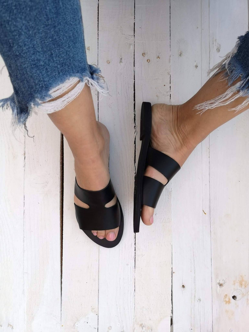 Leather Greek Sandals Handmade Sandals Black Sandals Women | Etsy