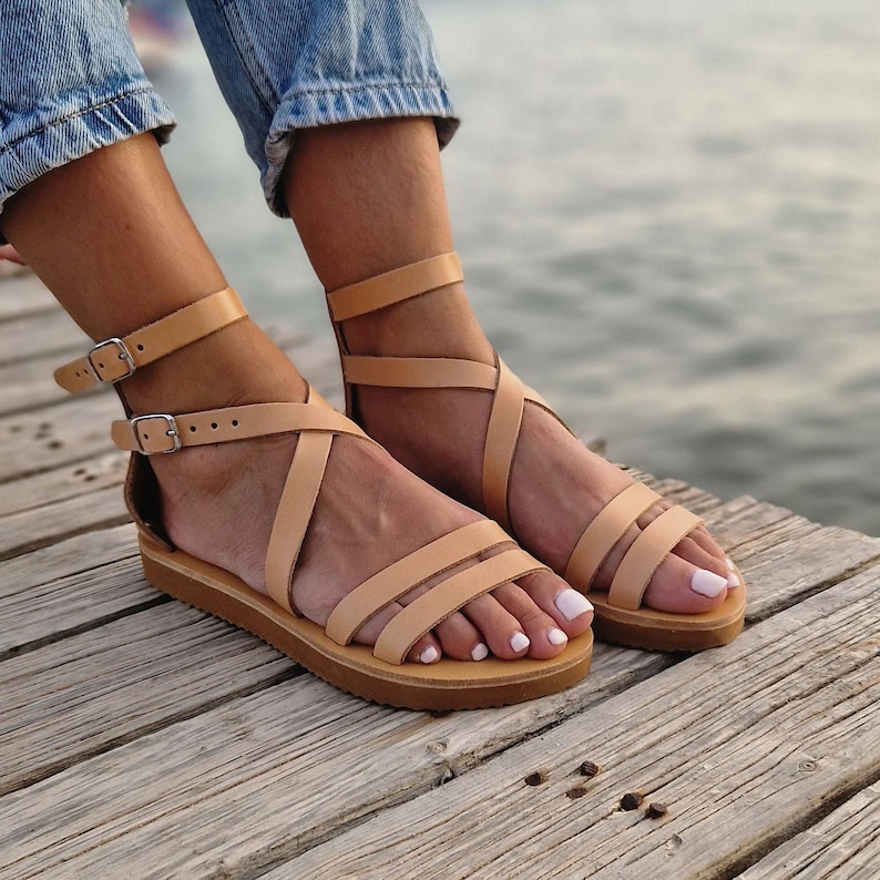 Gladiator Sandals, Zipper Leather Sandals, Handmade Greek Sandals, Women's sandals, Leather women sandals , Barefoot Sandals, Summer Shoes image 1