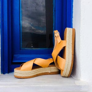 Greek sandals, Leather Espadrilles, Platform Espadrille Sandals, Gladiator Sandals, Criss Cross Sandals,Beach sandals,Greek Gladiator image 2