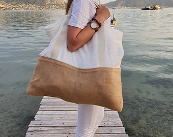 Sac de plage en tissu éponge pour femme, sac à serviette réversible, sac à main de plage d'été, sac pour femme, grand sac de plage floral avec poche intérieure, fait main