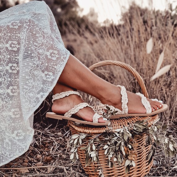 Sandalias de novia de cuero premium hechas a mano, zapatos planos