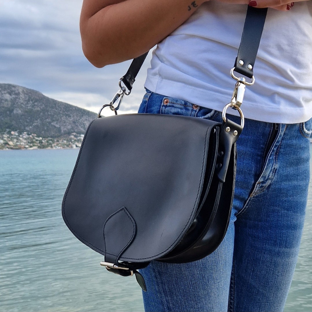 Black Saddle Bag, Crossbody Bag, Satchel, Black Leather Purse