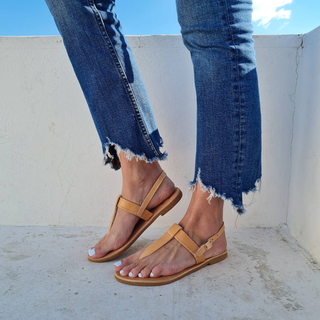 Greek Leather Flip Flop Sandals for Women,gladiator Sandals, Handmade T ...