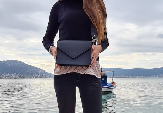 Black Crossbody Bag With Wide Strap