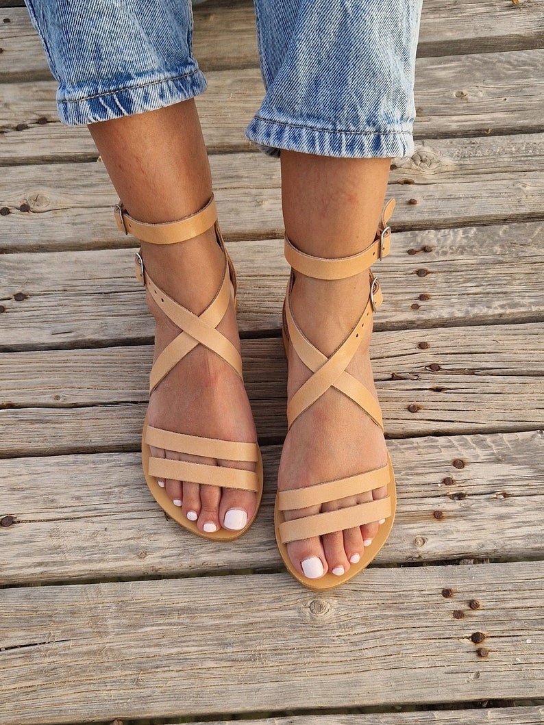 Gladiator Sandals, Zipper Leather Sandals, Handmade Greek Sandals, Women's sandals, Leather women sandals , Barefoot Sandals, Summer Shoes image 9