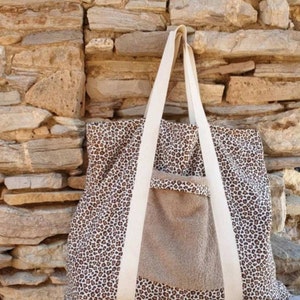 Terry Fabric Beach Bag for women, Reversible towel bag, Summer Beach Handbag,women bag, large floral Beach Bag with inside pocket,Handmade image 7