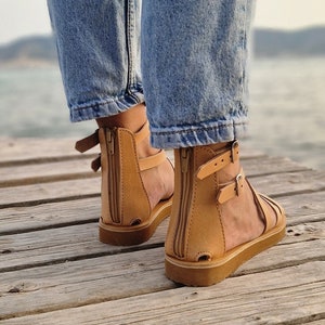Gladiator Sandals, Zipper Leather Sandals, Handmade Greek Sandals, Women's sandals, Leather women sandals , Barefoot Sandals, Summer Shoes image 7