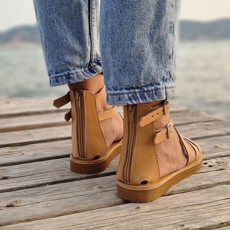 Gladiator Sandals, Zipper Leather Sandals, Handmade Greek Sandals, Women's sandals, Leather women sandals , Barefoot Sandals, Summer Shoes image 7