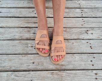 Greek Leather Sandals for Women, sample, some scratches on the bottom