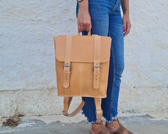 Handmade Large Leather Backpack with pocket, Laptop Rucksack perfect for school and travel, Back to School, Student Bag, Shoulder Bag,