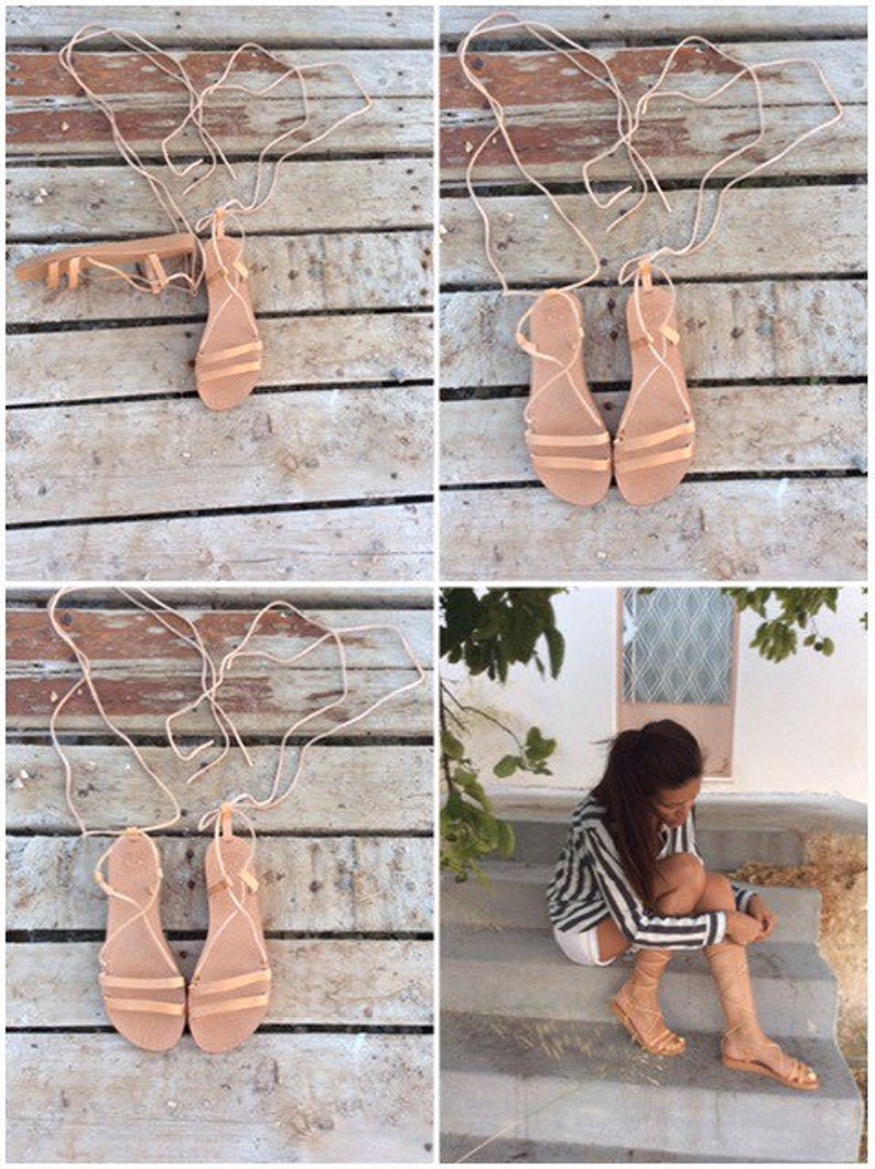 Greek Leather Sandals Tie up sandals Handmade sandals for Etsy