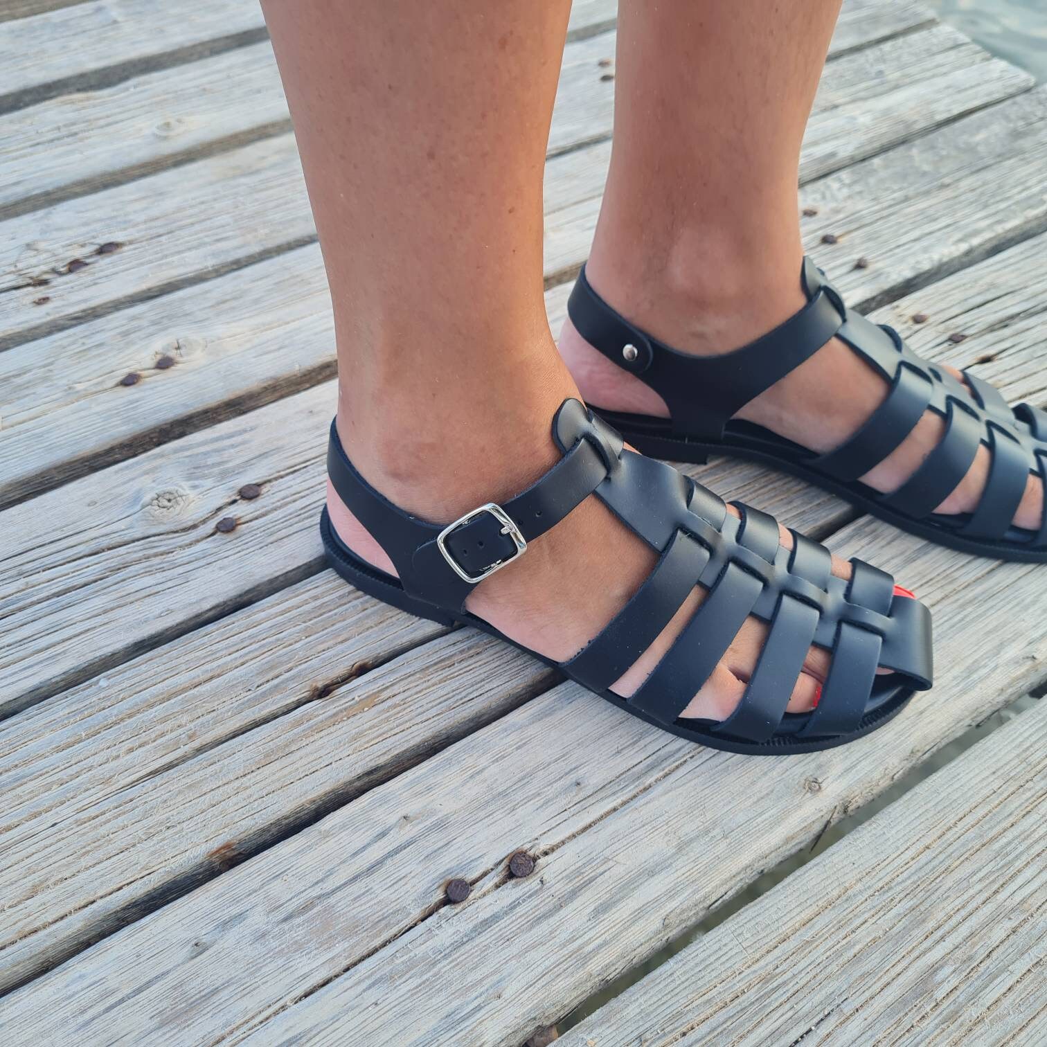 Fisherman Leather Sandals for Women With Soft Bedankle Strap ...