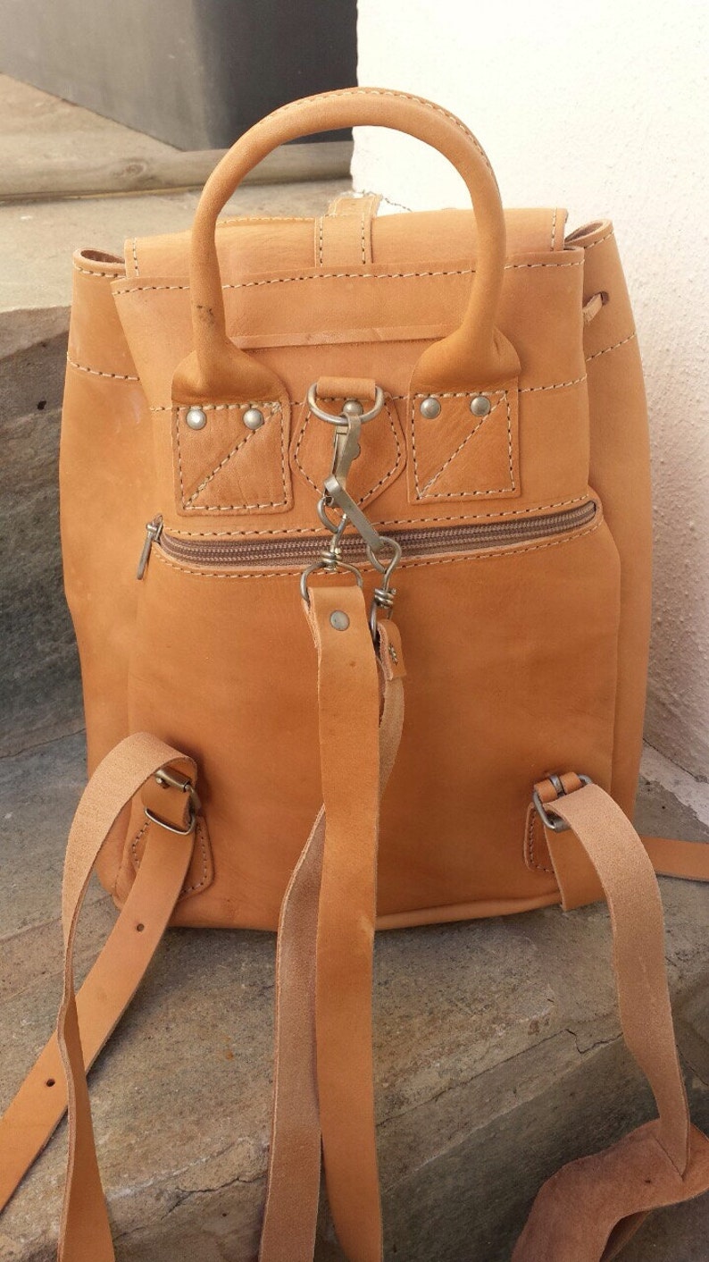 Beige Leather Backpack, Handmade backpack, School bag, Laptop bag, Men Backpack, Women Backpack, Leather satchel, Unisex Bag, Shoulder bag image 10