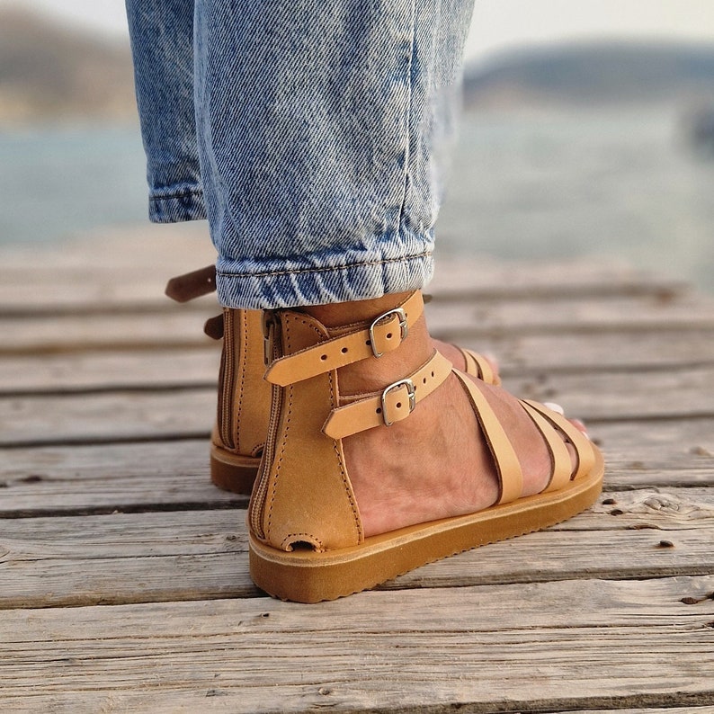 Gladiator Sandals, Zipper Leather Sandals, Handmade Greek Sandals, Women's sandals, Leather women sandals , Barefoot Sandals, Summer Shoes image 4