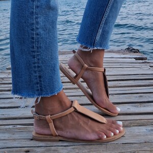 T Strap Sandals Greek Leather Sandals Ankle Strap Women - Etsy