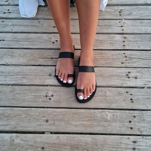 Toe Ring Slip on Greek Sandals for Women Barefoot Flip Flop | Etsy