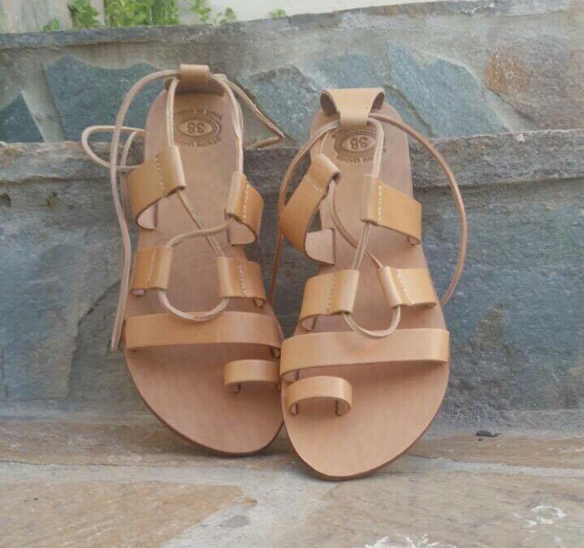 leather tie sandals