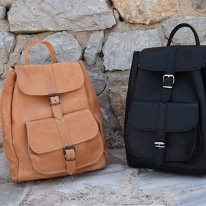 Beige Leather Backpack, Handmade backpack, School bag, Laptop bag, Men Backpack, Women Backpack, Leather satchel, Unisex Bag, Shoulder bag image 8