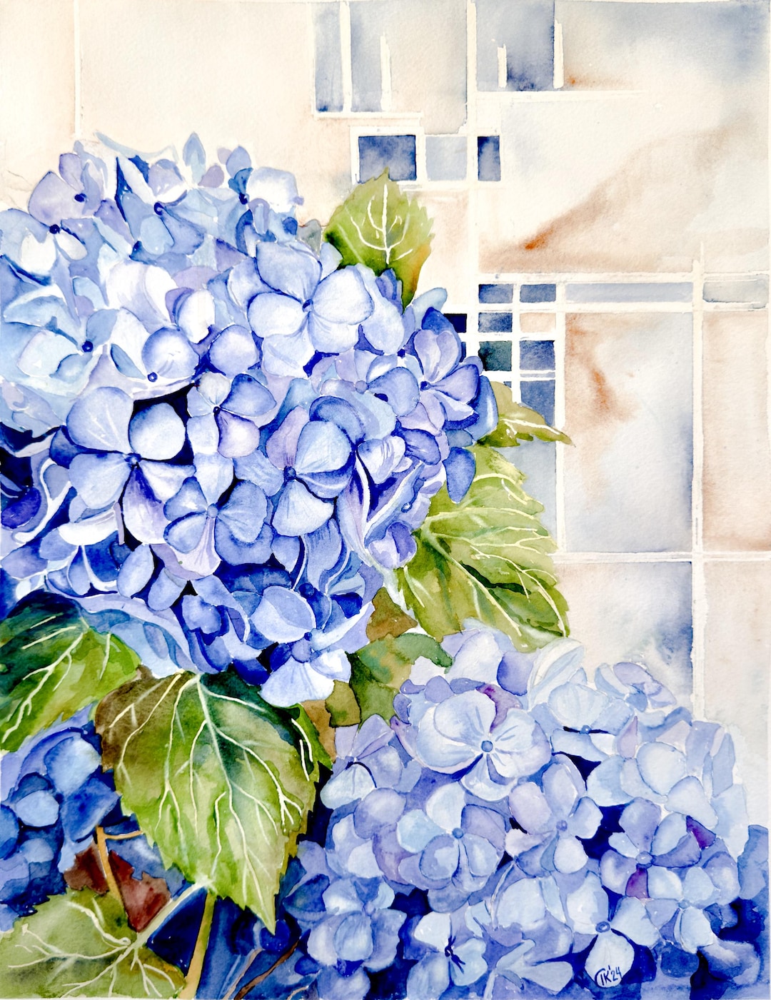 Blue Hydrangea Watercolor Painting – Original Watercolor Painting From ...