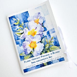 Lot de 7 cartes postales - "Patrimoine floral : Portugal en fleurs aquarelle florale cartes postales copies de l'ensemble d'aquarelles originales n° 3