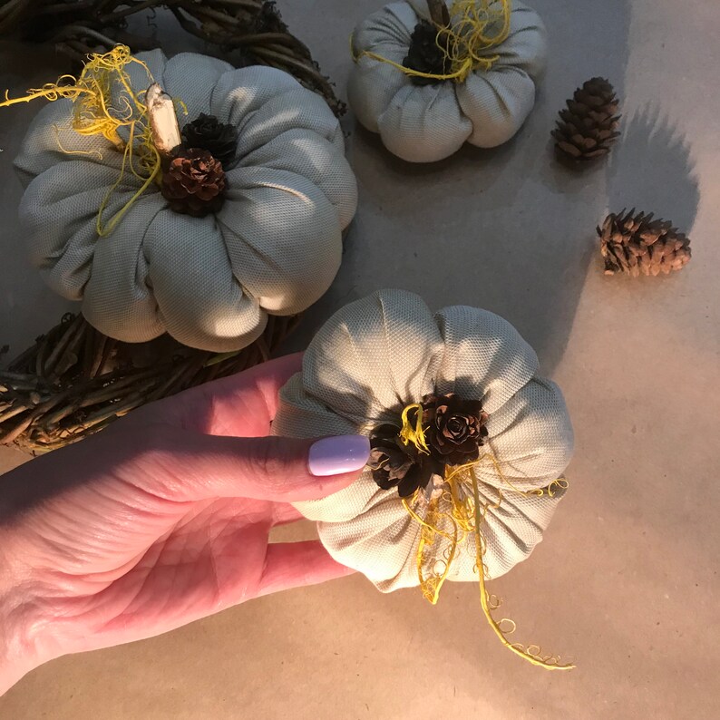 Fabric Pumpkins Rustic Halloween D\u00e9cor Farmhouse Fall D\u00e9cor Thanksgiving Table D\u00e9cor