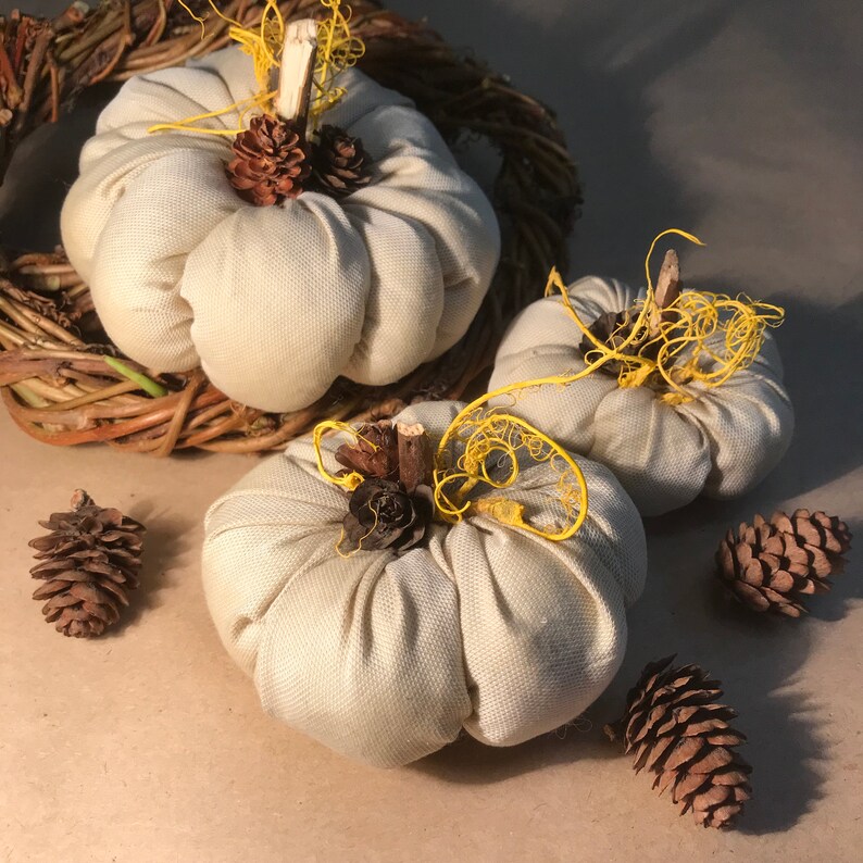Fabric Pumpkins Rustic Halloween D\u00e9cor Farmhouse Fall D\u00e9cor Thanksgiving Table D\u00e9cor
