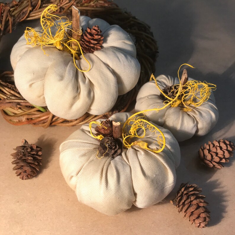 Fabric Pumpkins Rustic Halloween D\u00e9cor Farmhouse Fall D\u00e9cor Thanksgiving Table D\u00e9cor