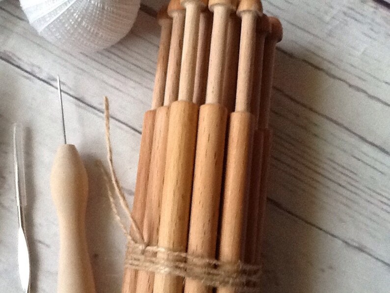 Bobbin Lace Starter Kit. Wooden Bobbins 16 Lace Pattern Etsy UK