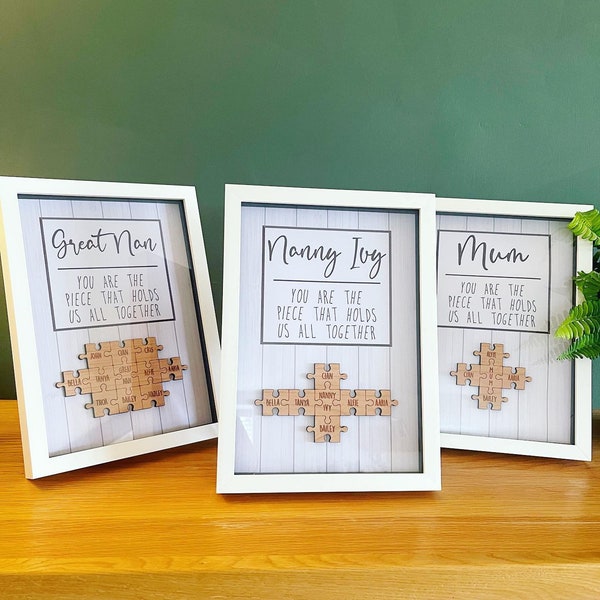 Personalised Framed Jigsaw Print Laser Engraved Father's Day Gifts For Dad Grandad Uncle Daddy Mummy Nan Mum Aunt Sister Puzzle Piece